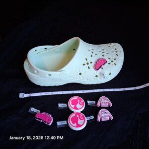 Barbie x Crocs Jibbitz Charms: 2 Jackets, 2 Silhouettes, 2 Cars (6 Total) 2023